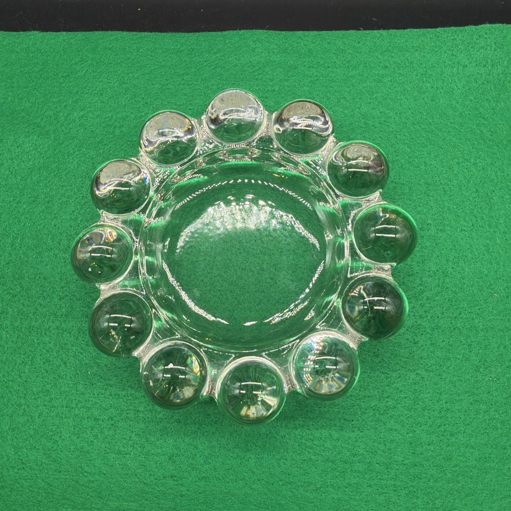 Anchor Hocking Nova Boopie Clear Glass Ashtray Coaster Trinket Dish 5" Vintage